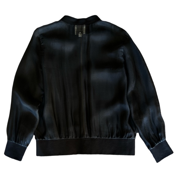 NOT FOR SALE 💔MICHELLE MASON Sheer Silk Organza Mesh Bomber Zip-Up Jacket Black - Picture 9 of 15
